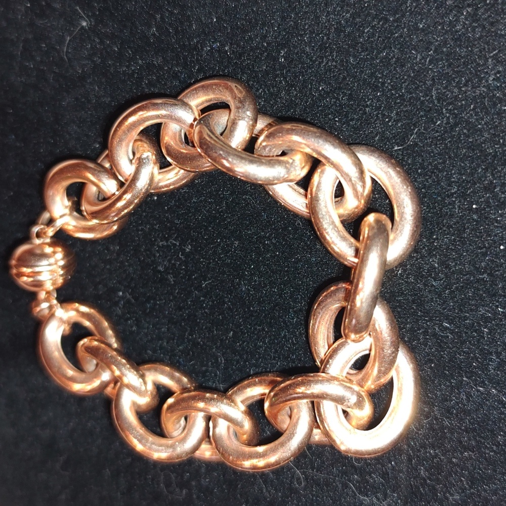 Bronze Milor (Italy) chunky link bracelet magnet closure rose gold